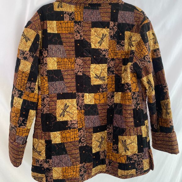Donna Sharp Vintage Quilted Patchwork Dragonfly Blazer Jacket EUC Women's Size M - Picture 6 of 12